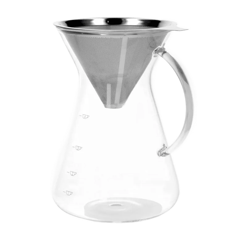 Dille & Kamille koffiekan met filter – glas en RVS, 600 ml